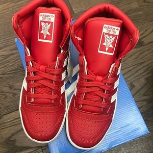 Adidas Red and White Sneakers High-Top Design Eh2833 size 4